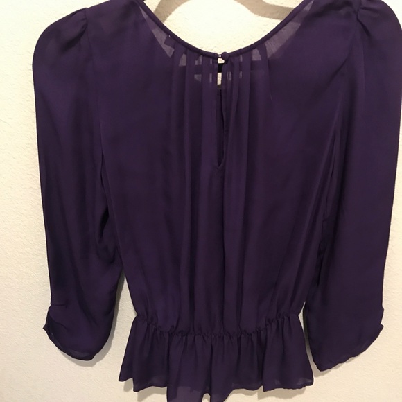 Joie 100% Silk Purple Peplum Blouse - Picture 6 of 6